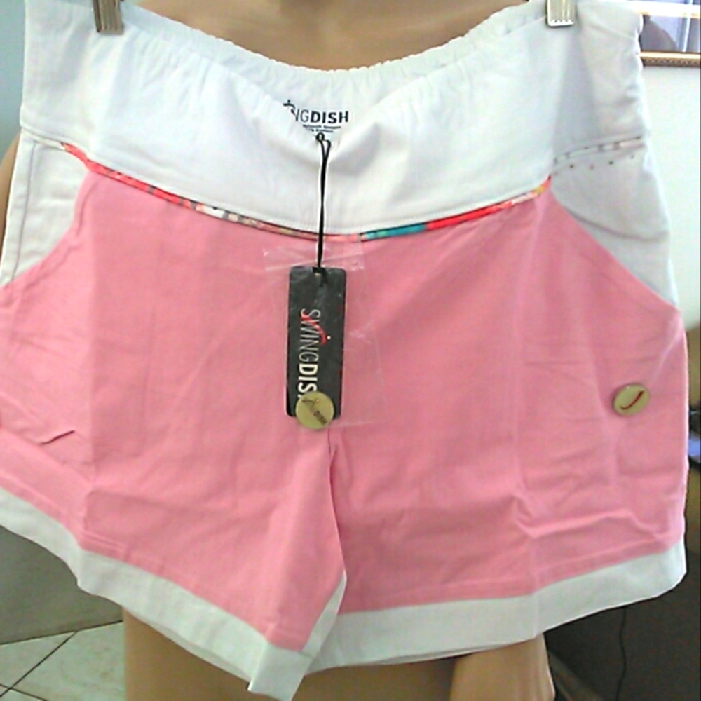 BNWT SWING DISH GOLF Pink & White Women's Shorts SZ. XL W/ MAGNETIC BALLMAKER